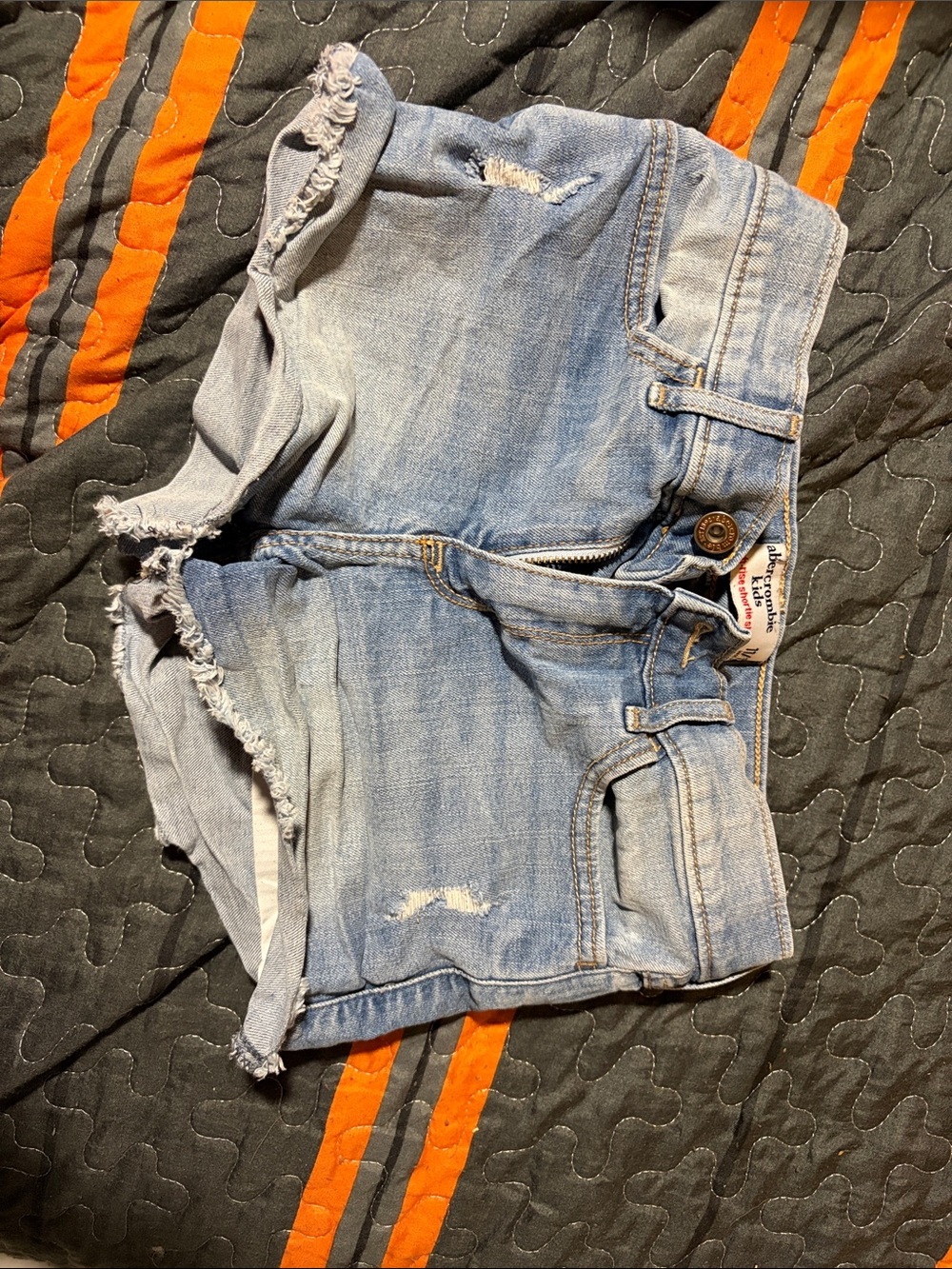 Light Blue Distressed Denim Shorts - (Brand: Abercrombie Kids)
